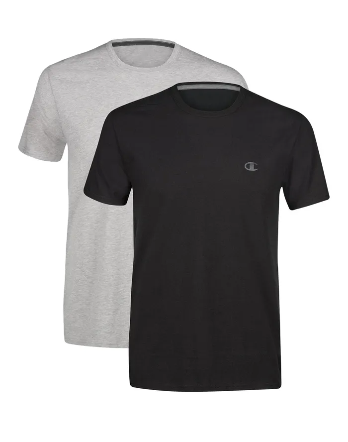 Everyday Crewneck Cotton Stretch TShirt BlackGrey 2Pack Ebony Men Champion Baselayer