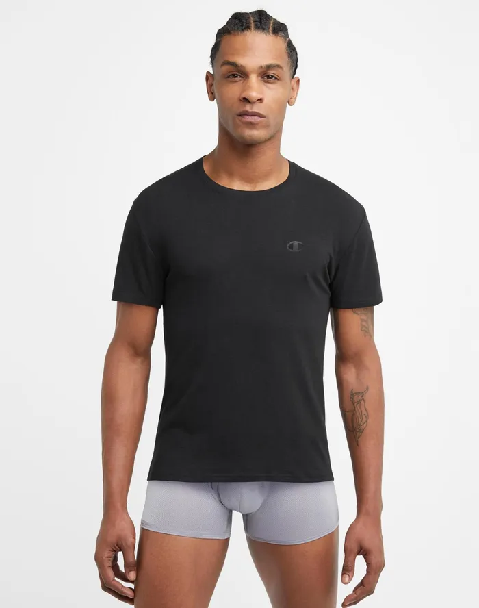 Everyday Crewneck Cotton Stretch TShirt BlackGrey 2Pack Ebony Men Champion Baselayer
