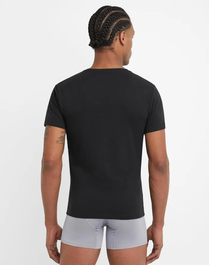Everyday Crewneck Cotton Stretch TShirt BlackGrey 2Pack Ebony Men Champion Baselayer