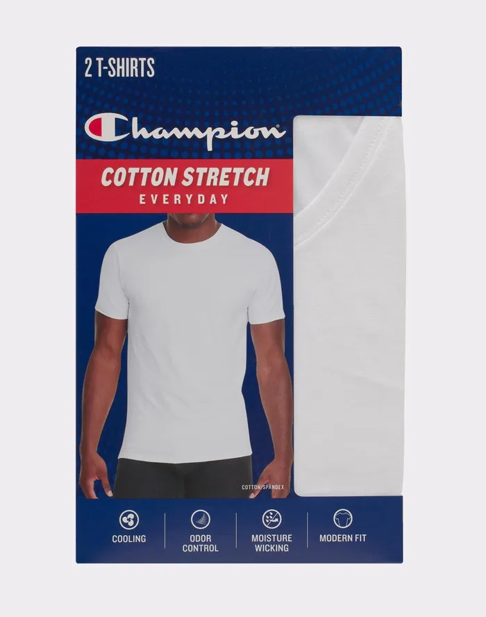 Everyday Crewneck Cotton Stretch TShirt White 2Pack White Men Champion Baselayer