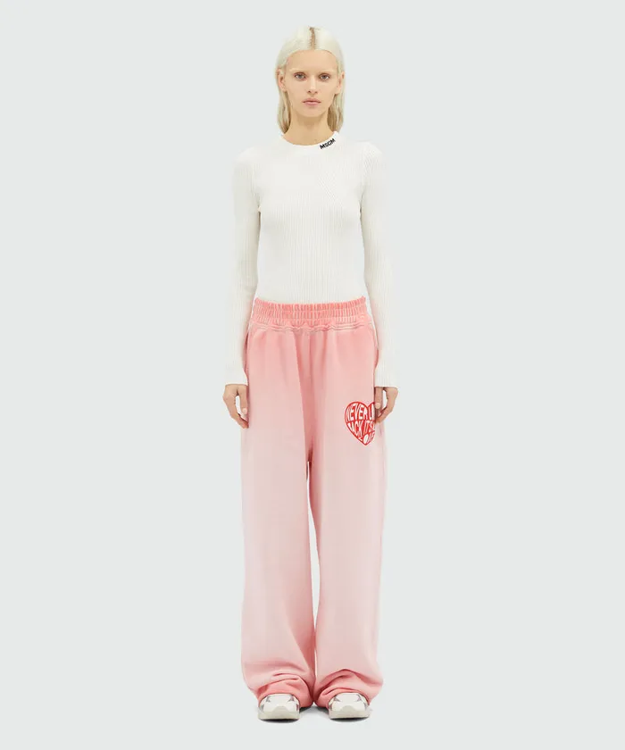 Faded Jersey Jogging Pants With Print Women MSGM Pants And Shorts