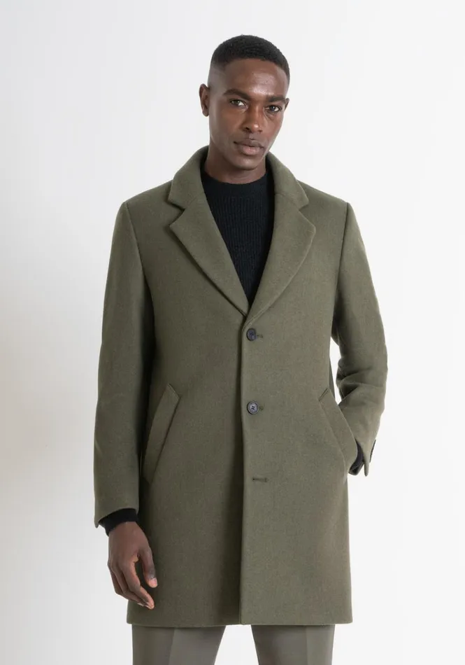 Field Jackets And Coats Men Antony Morato Regular Fit 034Mathias034 Coat In Wool And Cashmere Blend Army Green Field Jackets And Coats Men Antony Morato Regular Fit 034Mathias034 Coat In Wool And Cashmere Blend Army Green