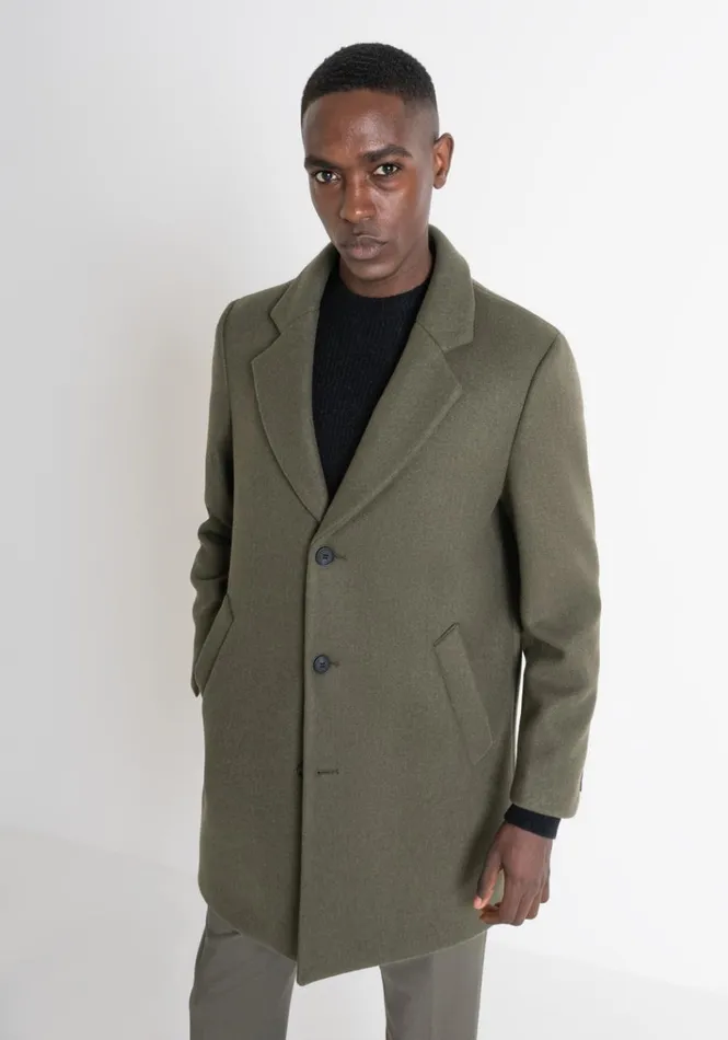 Field Jackets And Coats Men Antony Morato Regular Fit 034Mathias034 Coat In Wool And Cashmere Blend Army Green