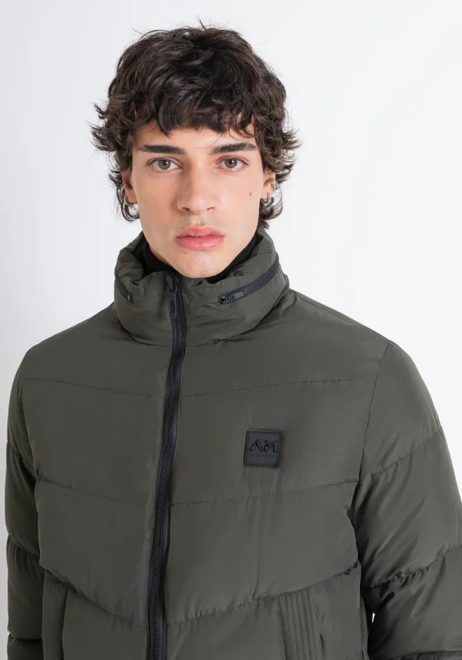 Field Jackets And Coats Men Antony Morato Regular Fit Down Jacket With Dupont Sorona Synthetic Padding Dark Olive Green