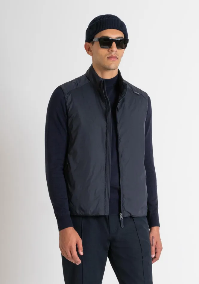 Field Jackets And Coats Men Antony Morato Regular Fit Lightweight Nylon Jacket With Dupont Sorona Synthetic Padding Blue Ink Field Jackets And Coats Men Antony Morato Regular Fit Lightweight Nylon Jacket With Dupont Sorona Synthetic Padding Blue Ink