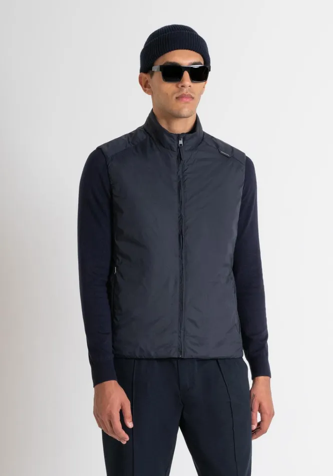 Field Jackets And Coats Men Antony Morato Regular Fit Lightweight Nylon Jacket With Dupont Sorona Synthetic Padding Blue Ink