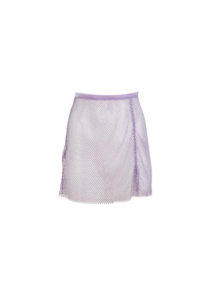 Fleur Du Mal Bottoms Women Rhinestone Fishnet Mini Skirt Light Lilac Fleur Du Mal Bottoms Women Rhinestone Fishnet Mini Skirt Light Lilac