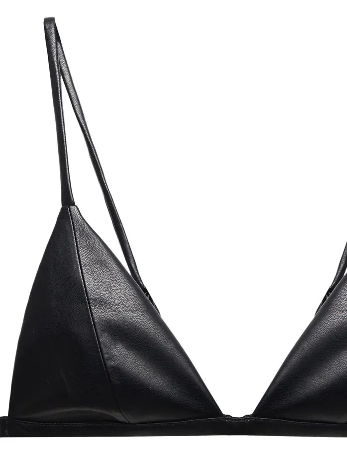 Fleur Du Mal Bralettes and Wireless Bras Women Vegan Leather Triangle Bra Black Fleur Du Mal Bralettes and Wireless Bras Women Vegan Leather Triangle Bra Black