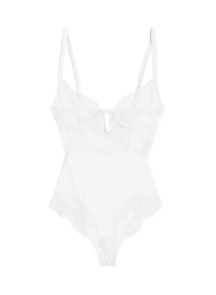 Fleur Du Mal Bridal Women Frankie Lace Bodysuit Ivory Fleur Du Mal Bridal Women Frankie Lace Bodysuit Ivory