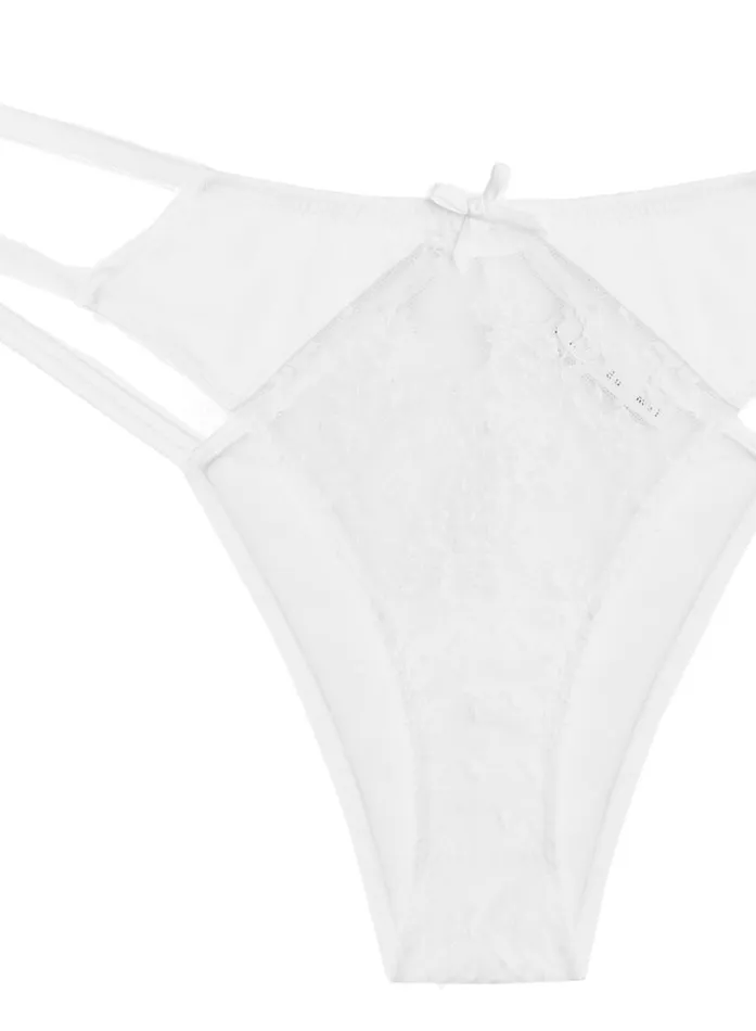 Fleur Du Mal Bridal Women Frankie Lace Strappy Tanga Ivory Fleur Du Mal Bridal Women Frankie Lace Strappy Tanga Ivory