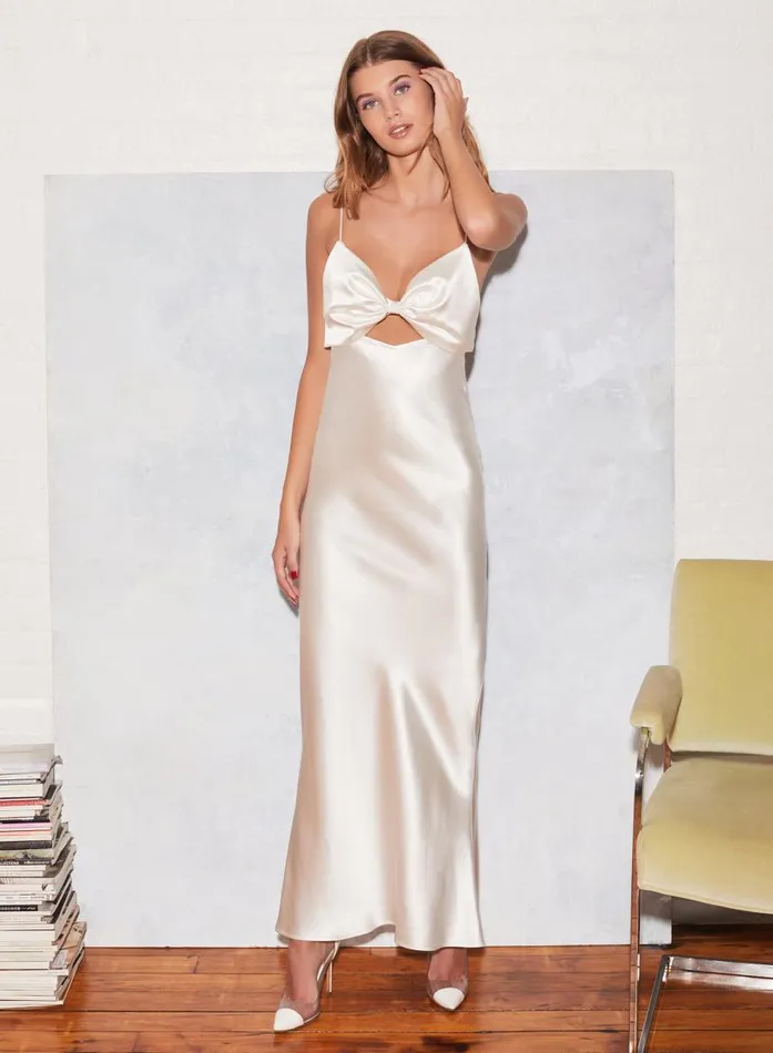 Fleur Du Mal Dresses Women Bow Slip Dress Ivory