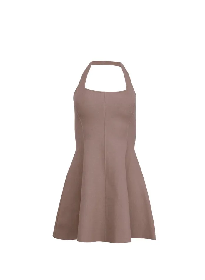 Fleur Du Mal Dresses Women Sofia Flared Dress Stone Grey Fleur Du Mal Dresses Women Sofia Flared Dress Stone Grey