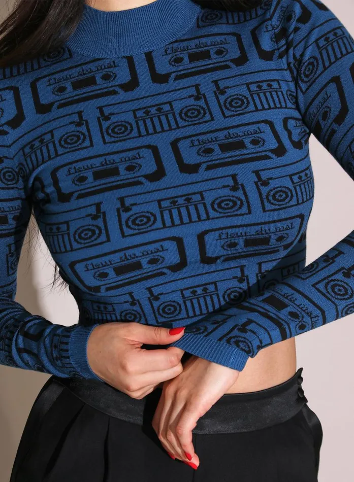 Fleur Du Mal Knitwear Women Boombox Knit Sweater Jazz Blue