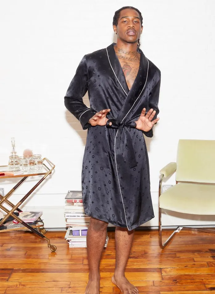 Fleur Du Mal Loungewear Women Men039s Silk Jacquard Robe Black