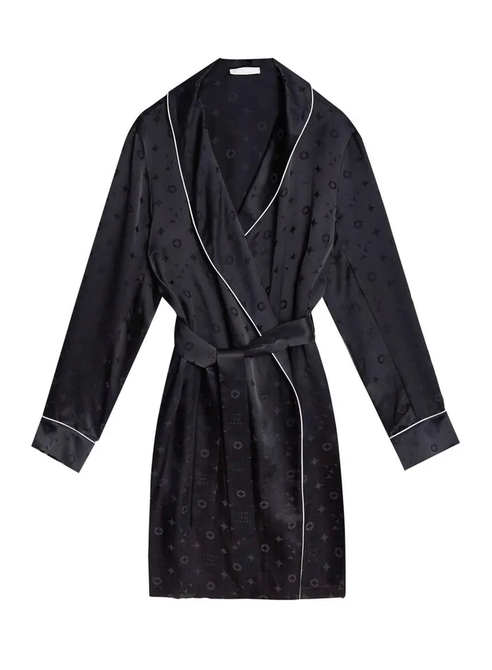 Fleur Du Mal Loungewear Women Men039s Silk Jacquard Robe Black Fleur Du Mal Loungewear Women Men039s Silk Jacquard Robe Black