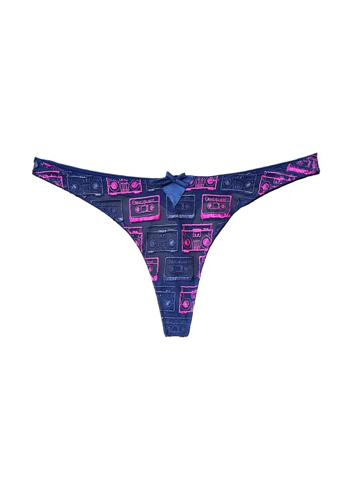 Fleur Du Mal Thongs Women Boombox Embroidery Thong Nighttime Blue Fleur Du Mal Thongs Women Boombox Embroidery Thong Nighttime Blue
