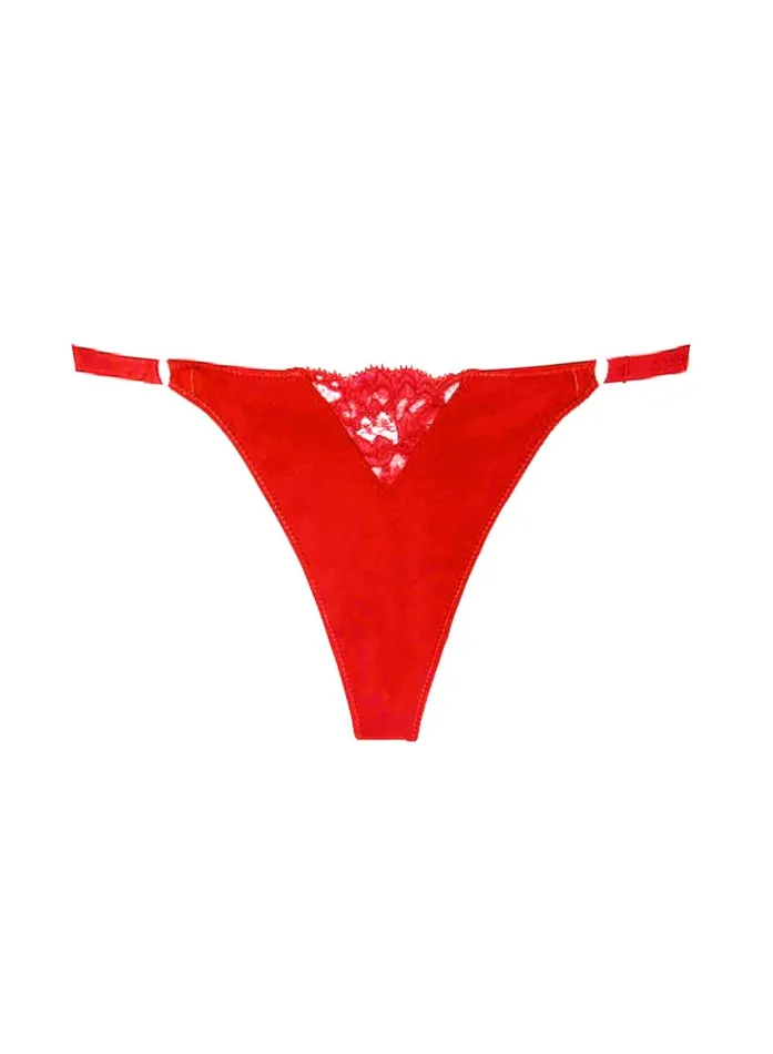 Fleur Du Mal Thongs Women Charlotte Lace No Show VString Rouge Fleur Du Mal Thongs Women Charlotte Lace No Show VString Rouge