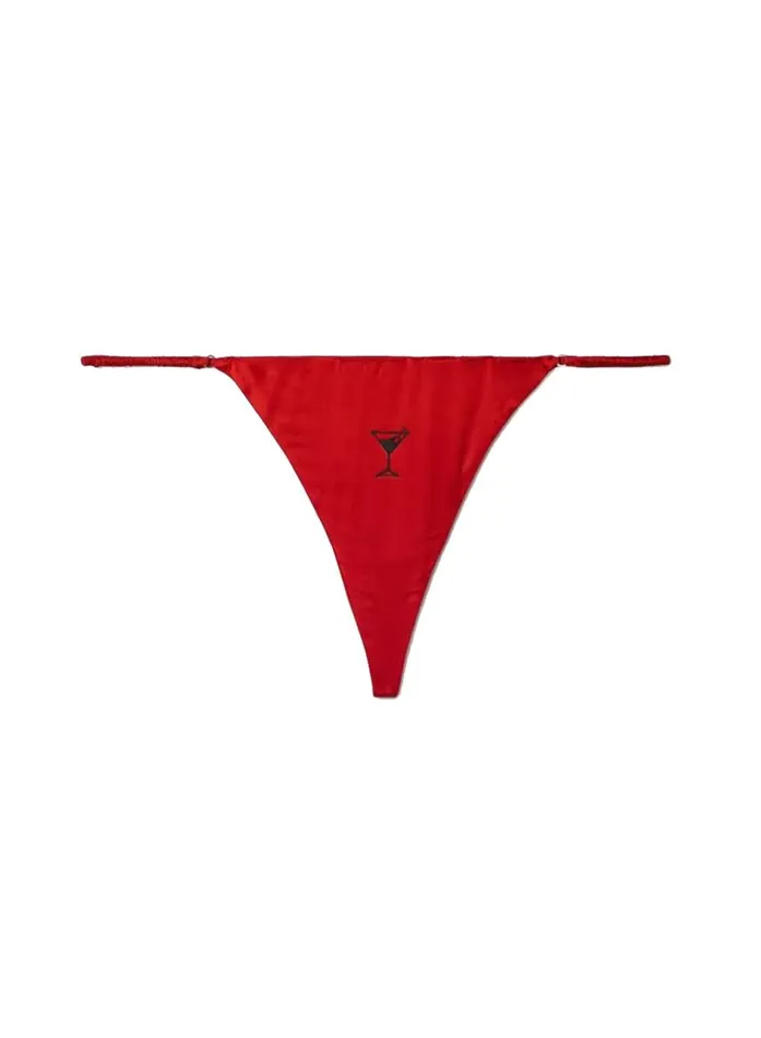 Fleur Du Mal Thongs Women Dirty Martini Embroidered Luxe VString Rouge Fleur Du Mal Thongs Women Dirty Martini Embroidered Luxe VString Rouge