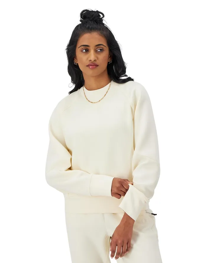Flex Crewneck Sweater Debossed C Logo Natural Women Champion Hoodies and Sweatshirts