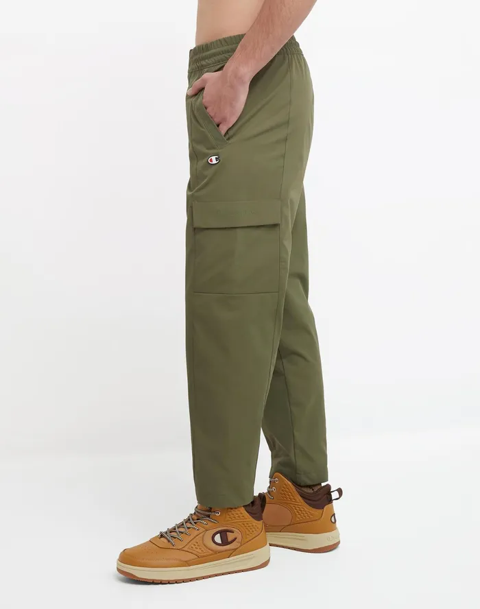 Flex Woven Stretch Pants Rubber Champion Logo 275034 Cargo Olive Men Champion Pants and Joggers