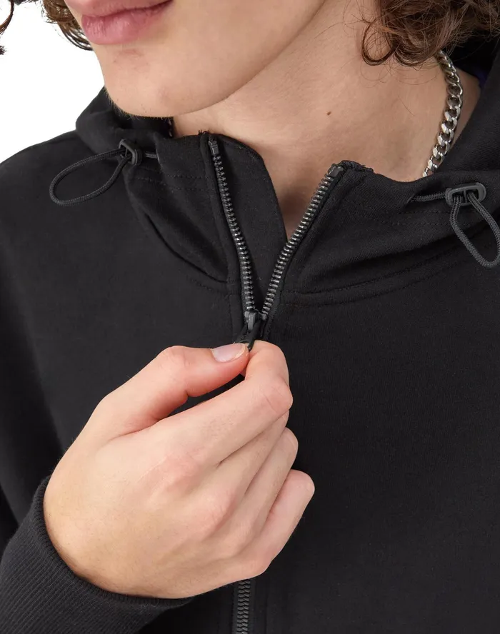 Flex ZipFront Hoodie Script Logo Black Men Champion Jackets