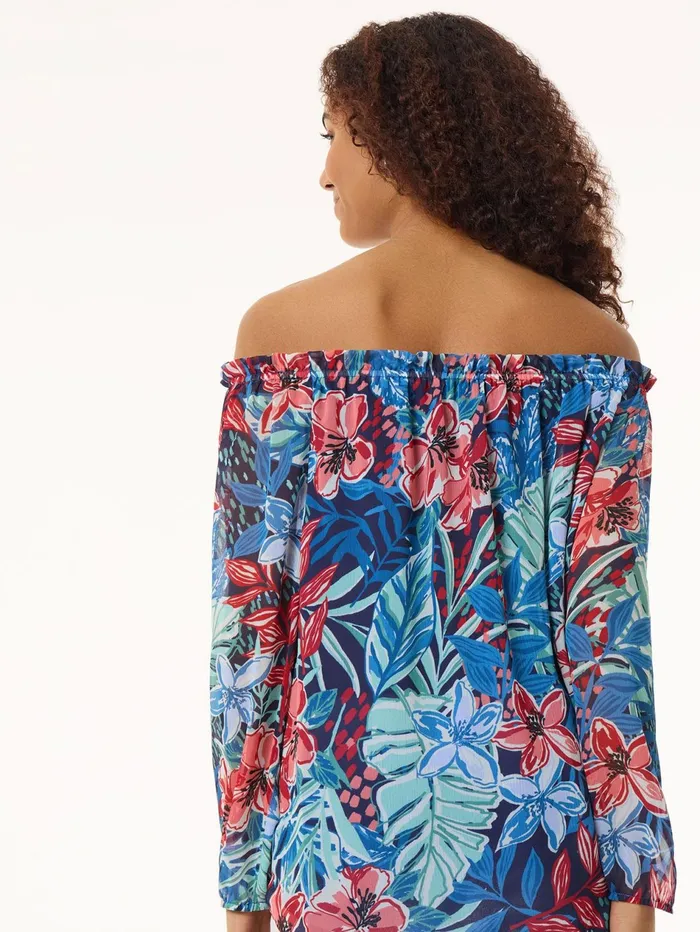 Floral Smocked High Neckline Blouse Women Jones New York Tops and Blouses Floral Smocked High Neckline Blouse Women Jones New York Tops and Blouses