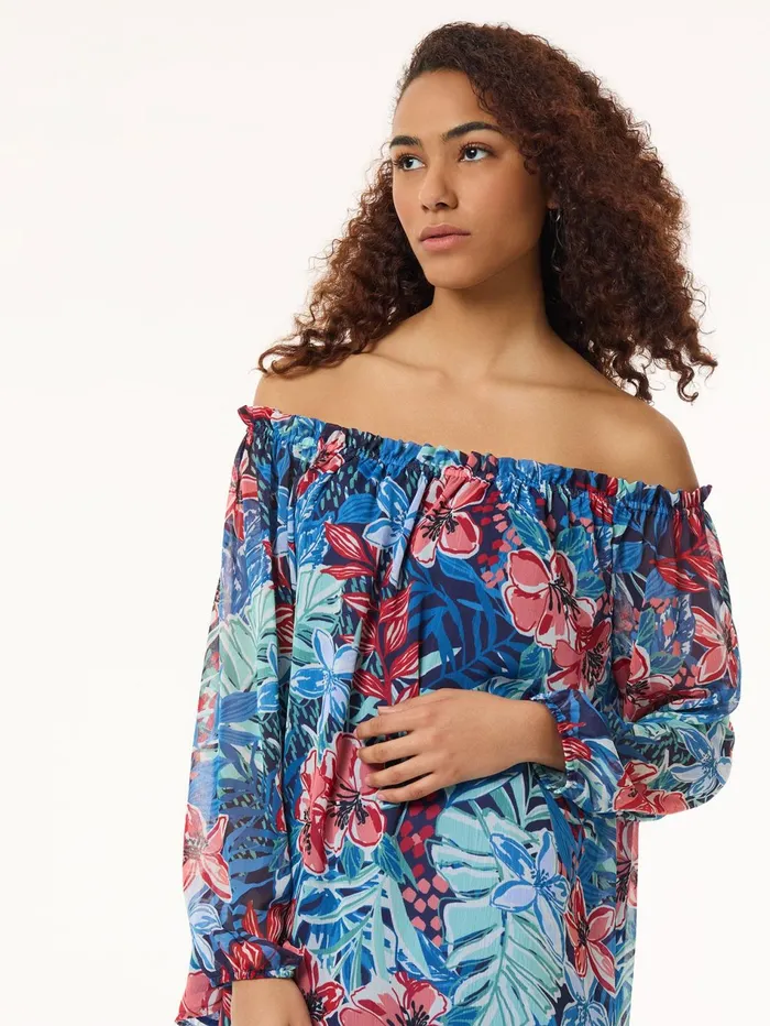 Floral Smocked High Neckline Blouse Women Jones New York Tops and Blouses Floral Smocked High Neckline Blouse Women Jones New York Tops and Blouses