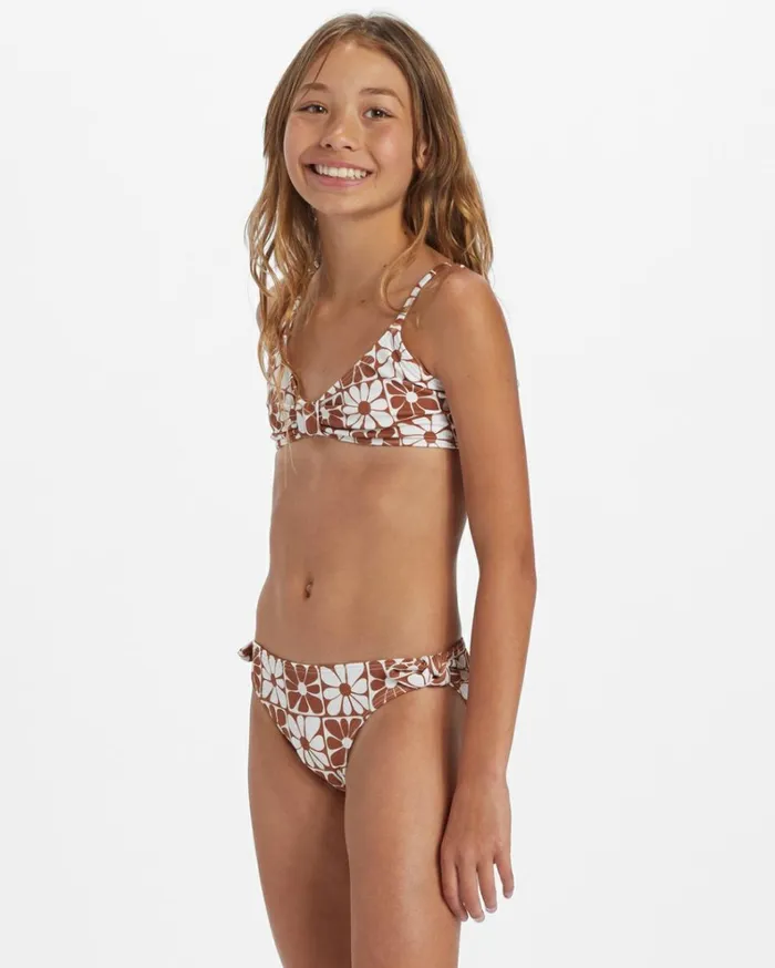 Girl039s A Flower For You Trilet Set Bikini Set Golden Brown Kids Billabong Girls039 Swimwear