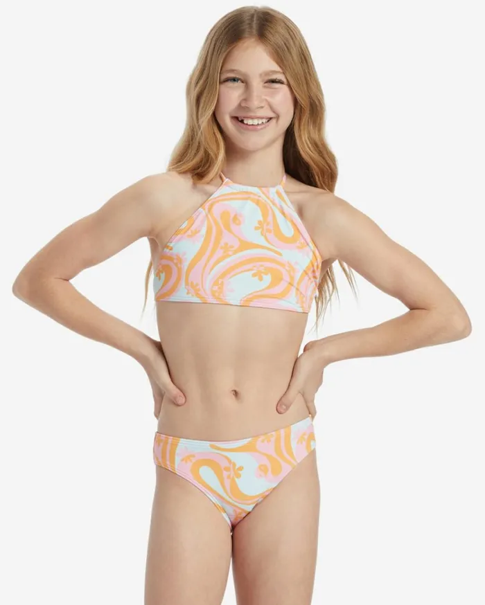 Girl039s In The Groove High Neck Set Bikini Set Multi Kids Billabong Girls039 Swimwear