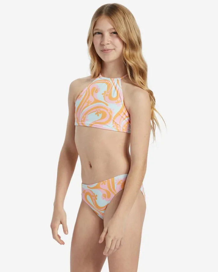 Girl039s In The Groove High Neck Set Bikini Set Multi Kids Billabong Girls039 Swimwear