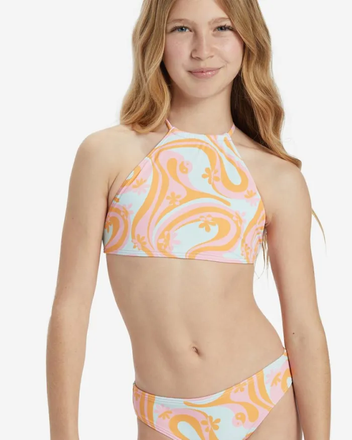 Girl039s In The Groove High Neck Set Bikini Set Multi Kids Billabong Girls039 Swimwear