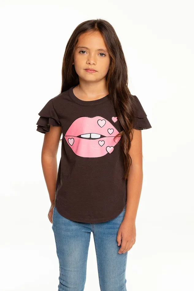 Girls Chaser Brand Neon Heart Lips Tops