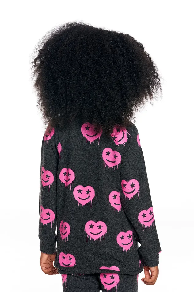 Girls Chaser Brand Smiley Hearts Tops