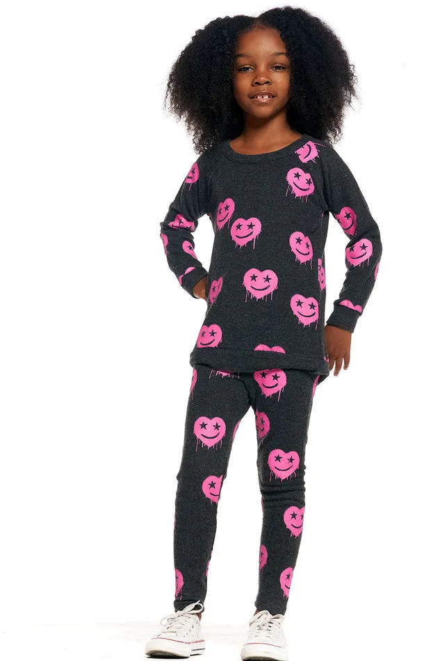 Girls Chaser Brand Smiley Hearts Tops