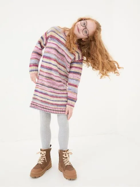 Girls Fatface Dresses Cream Stripe Jumper Dress