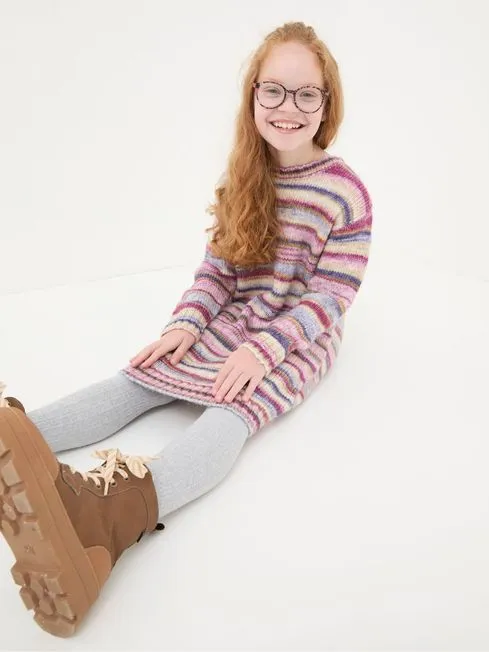 Girls Fatface Dresses Cream Stripe Jumper Dress