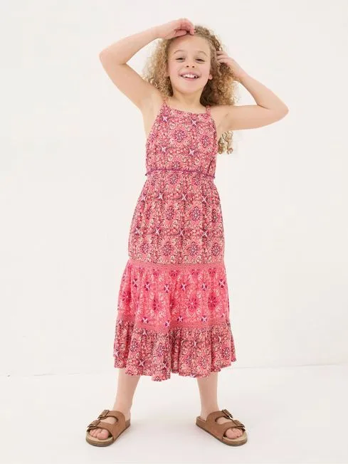 Girls Fatface Dresses Myla Pink Geo Midi Dress