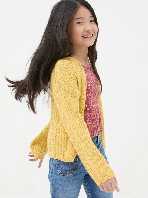 Girls Fatface Sweaters and Cardigans Anna Yellow Cardigan