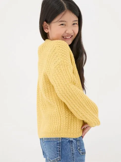 Girls Fatface Sweaters and Cardigans Anna Yellow Cardigan Girls Fatface Sweaters and Cardigans Anna Yellow Cardigan