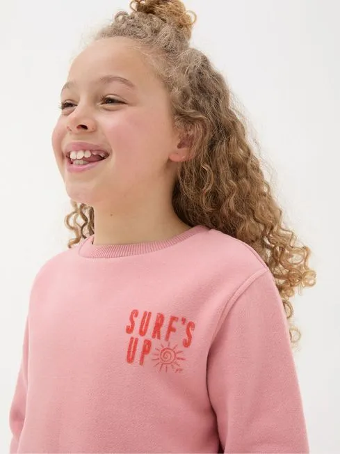 Girls Fatface Sweatshirts and Hoodies Pink Surf Crew Sweatshirt