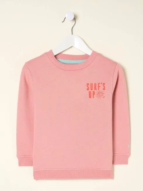Girls Fatface Sweatshirts and Hoodies Pink Surf Crew Sweatshirt