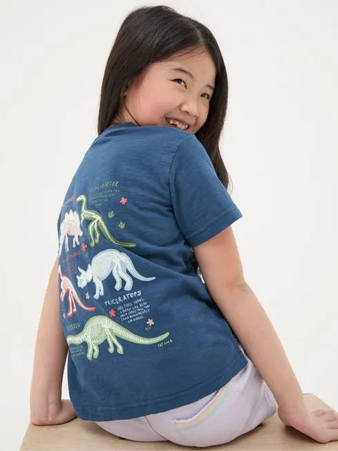 Girls Fatface Tops and TShirts Blue Dinosaur Graphic TShirt Girls Fatface Tops and TShirts Blue Dinosaur Graphic TShirt