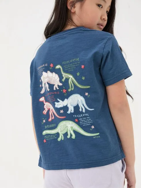 Girls Fatface Tops and TShirts Blue Dinosaur Graphic TShirt Girls Fatface Tops and TShirts Blue Dinosaur Graphic TShirt
