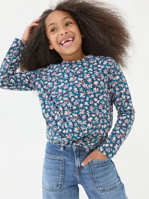 Girls Fatface Tops and TShirts Blue Floral Knot T Shirt