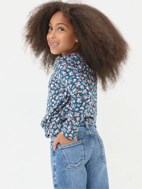 Girls Fatface Tops and TShirts Blue Floral Knot T Shirt