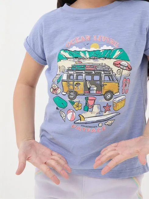Girls Fatface Tops and TShirts Blue VW Graphic TShirt