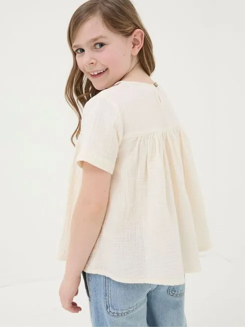 Girls Fatface Tops and TShirts Cream Aztec Embroidered Top Girls Fatface Tops and TShirts Cream Aztec Embroidered Top
