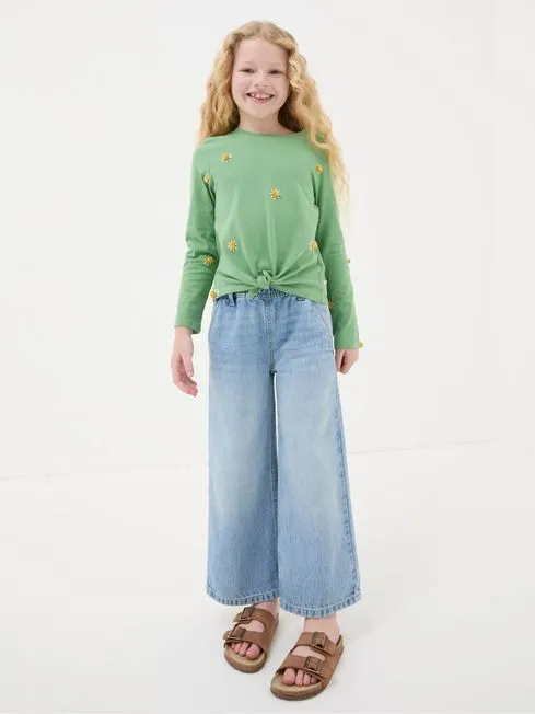 Girls Fatface Tops and TShirts Green Flower Knot TShirt