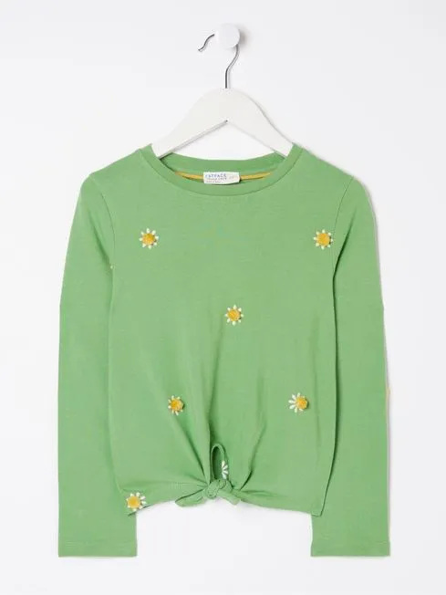 Girls Fatface Tops and TShirts Green Flower Knot TShirt Girls Fatface Tops and TShirts Green Flower Knot TShirt