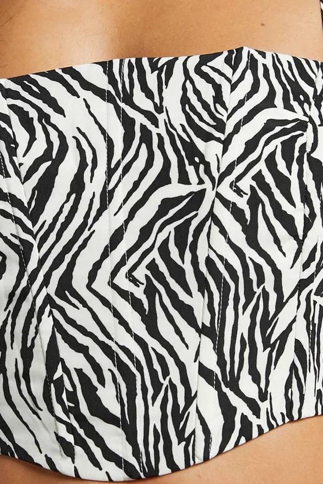 Gizelle Top 8211 Wide Strap Corset Top In Zebra Print Women Showpo Tops